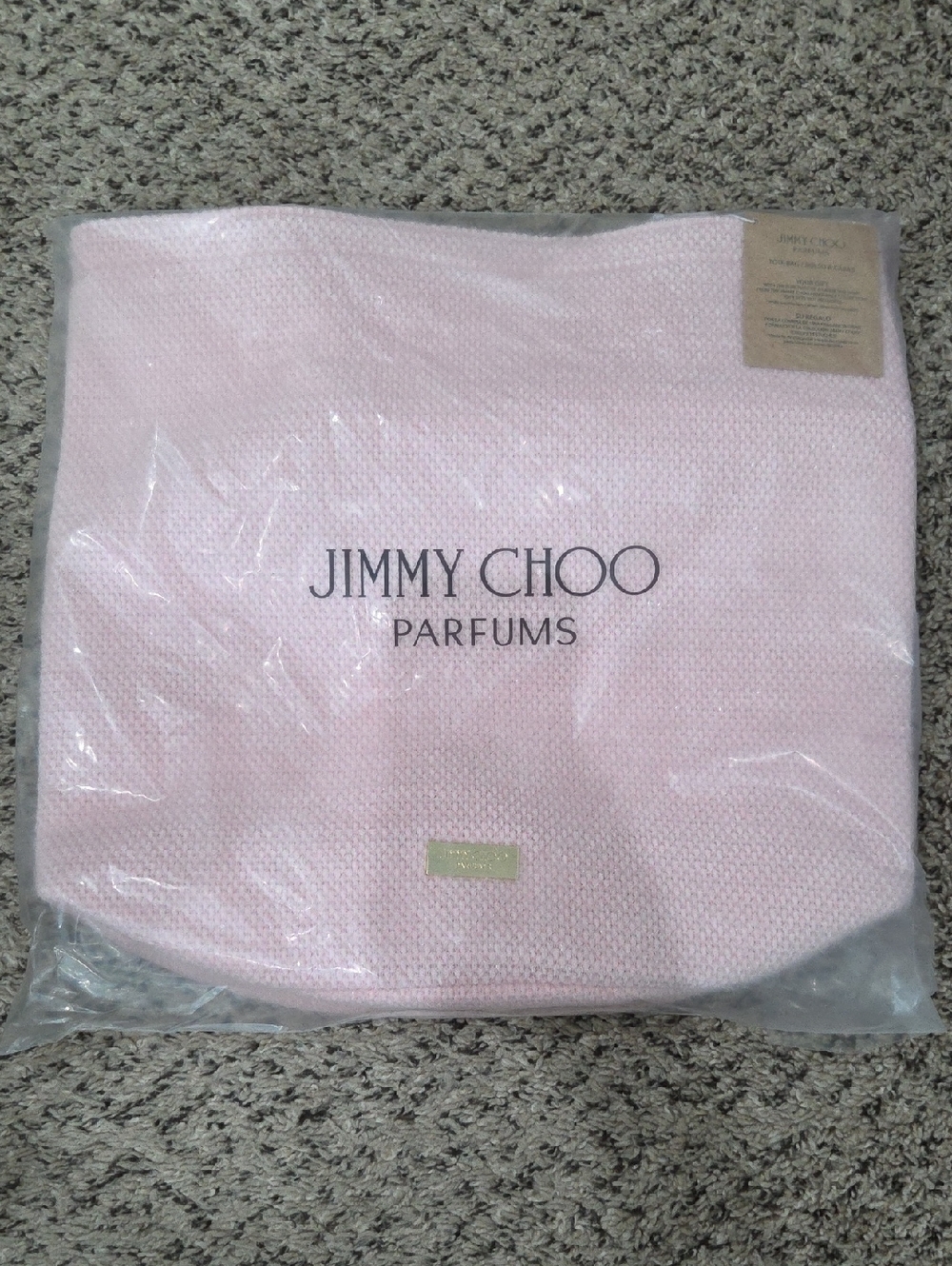 Jimmy Choo Pink Large Knit Parfums Tote Bag